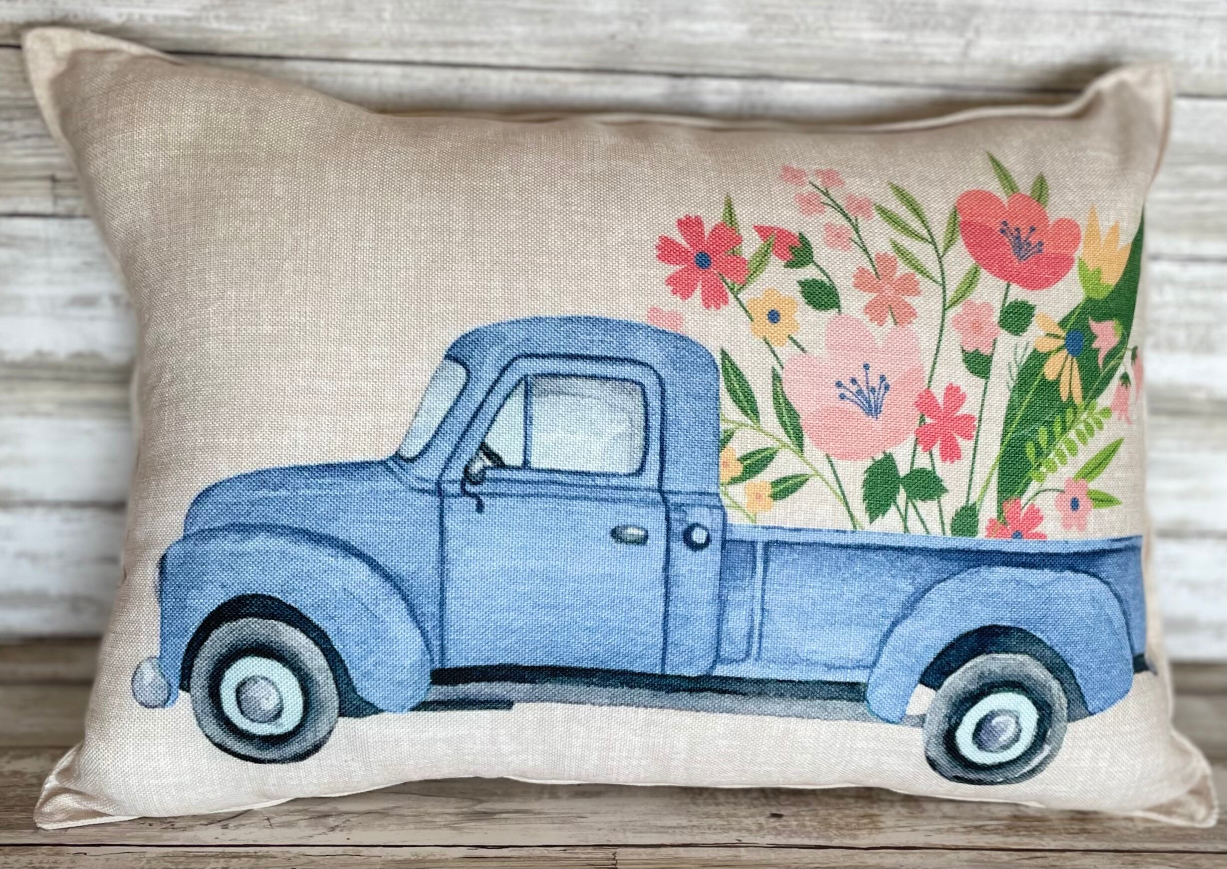 Home Reflections Spring Floral Truck Dec Pillow