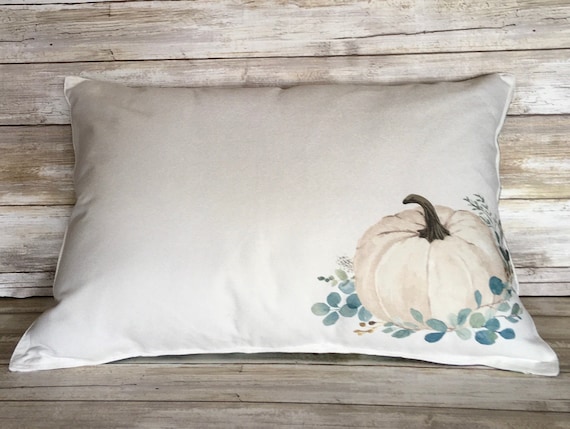Fall Pumpkin Pillow With Sage Green Buffalo Check Reverse Side 17 X 13 Throw Pillow Accent Pillow FREE SHIPPING Etsy