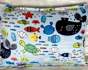 Adorable Kid Toddler Ocean Sea Pillow Extra Soft Minky Fabric 17" x 14" Whale Turtle Jelly Fish Pillow Insert FREE SHIPPING