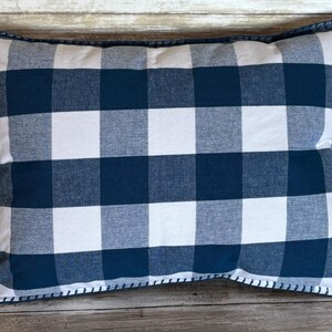 Blue and White Buffalo Check Pillow with Whip Stitch Trim 17&quot; x 14&quot; Throw Pillow Accent Pillow with Pillow Insert FREE SHIPPING Rustic Daisy