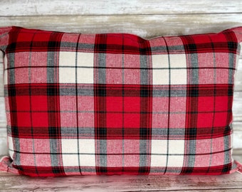Wonderful Red Black White Plaid Buffalo Check Christmas Pillow  17" x 13" Throw Pillow Accent Pillow Free Shipping