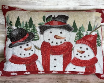 SARO LIFESTYLE Christmas Snowman Applique Design Poly Filled Throw Pillow 18 433.M18S SARO LIFESTYLE Christmas Snowman Applique Design Poly Filled Throw Pillow 18 433.M18S