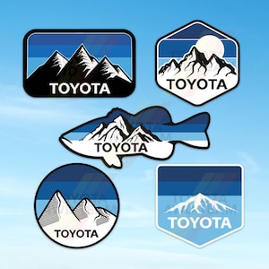 Toyota 4WD Outdoor Adventure Blue Stripes Vinyl Stickers - Tacoma Tundra SR5 4WD TRD 4x4 4Runner FJ Cruiser Japanese Vintage Retro Outdoor