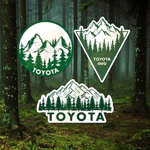 Forest Green Toyota 4WD Outdoor Adventure Vinyl Stickers - Tacoma Tundra SR5 4WD TRD 4x4 4Runner FJ Cruiser Japanese Vintage Retro Outdoor