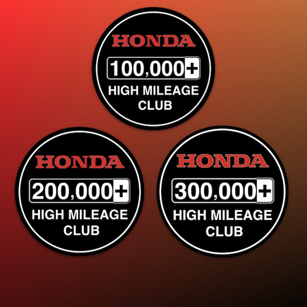 Honda High Mileage Club Vinyl Sticker/ Car Decal - Civic Accord Type R SI CRX Ridgeline Del Sol Prelude S2000 JDM Japan Domestic Market