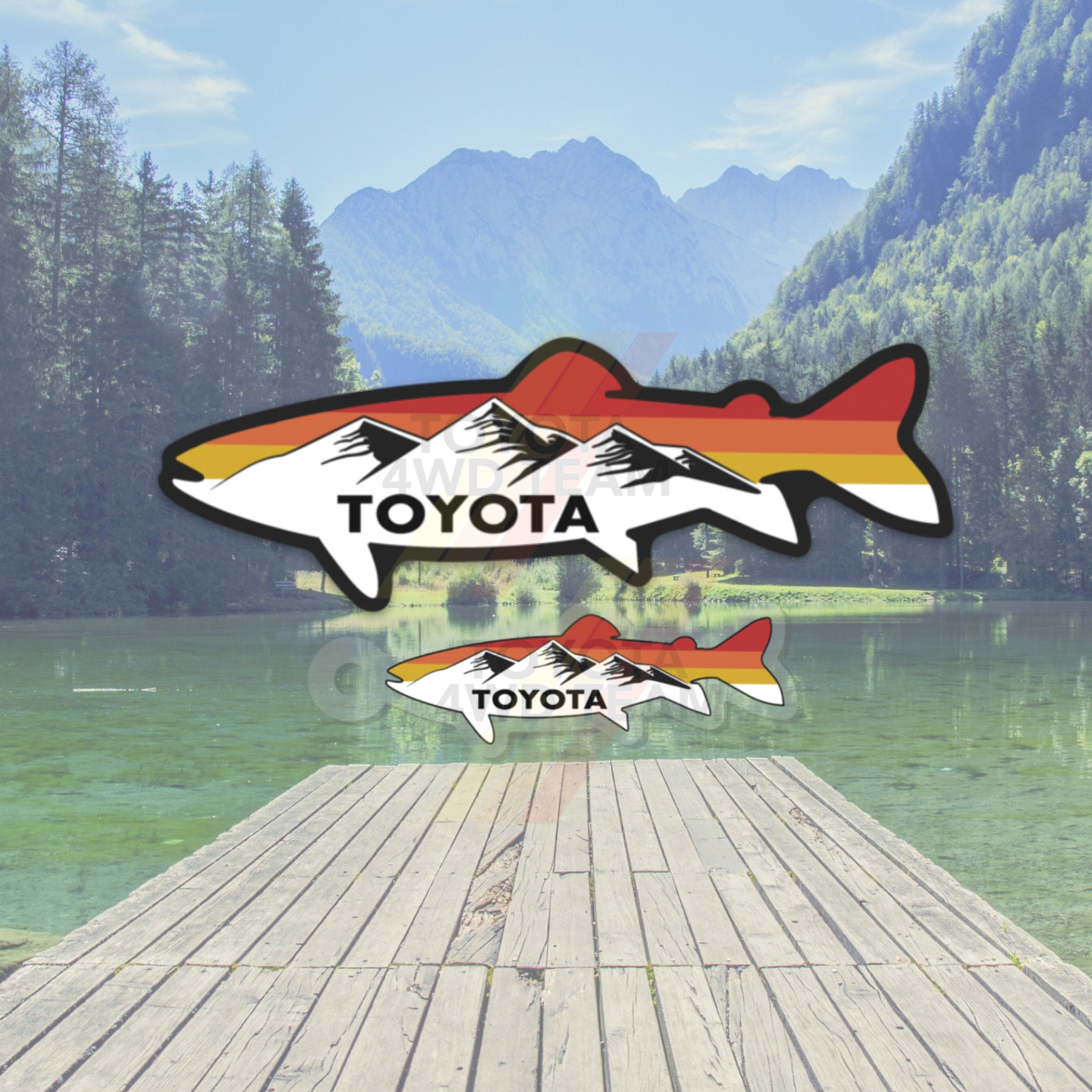 Toyota Fish Vinyl Sticker and Keychain Tacoma Tundra 4runner FJ