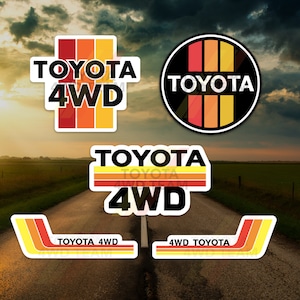Toyota Vintage Stripes 4WD Vinyl Sticker/ Car Decal  - Tacoma Tundra 4Runner FJ Cruiser SR5 Hilux 4WD TRD 4x4 Japanese Vintage Retro Logo