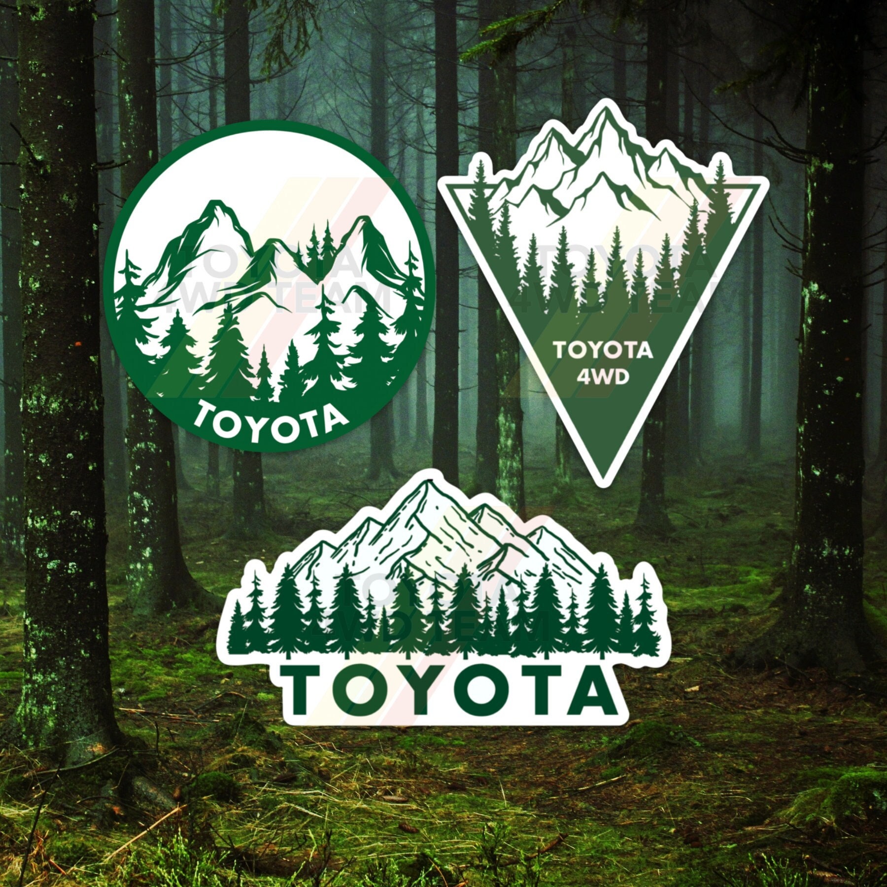 Green Toyota 4WD Outdoor Adventure Vinyl Stickers Tacoma Tundra