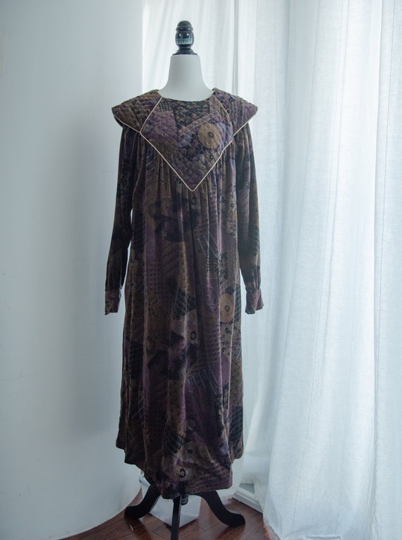 60s velvet quilted dress