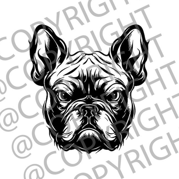 French Bulldog Angry Face .SVG