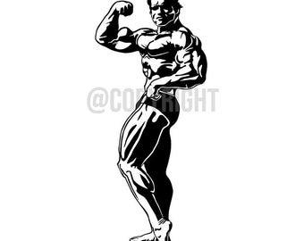 Arnold Schwarzenegger Classic Pose - Old School Bodybuilding .SVG .PNG