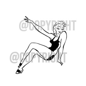 Vintage Pin Up 50's Ontwerp. SVG. PNG 4k