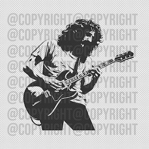 Frank Zappa With Guitar Cutted .SVG .PNG