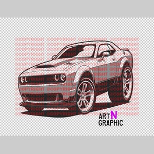 Dodge Challenger SRT Caricature .SVG .PNG