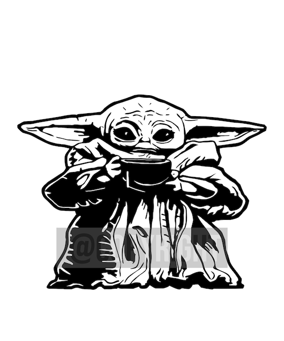 Bebe Yoda Boire Caricature Svg Png Etsy