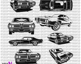 1969 Pontiac GTO - 8x Designpaket .SVG .PNG 4K
