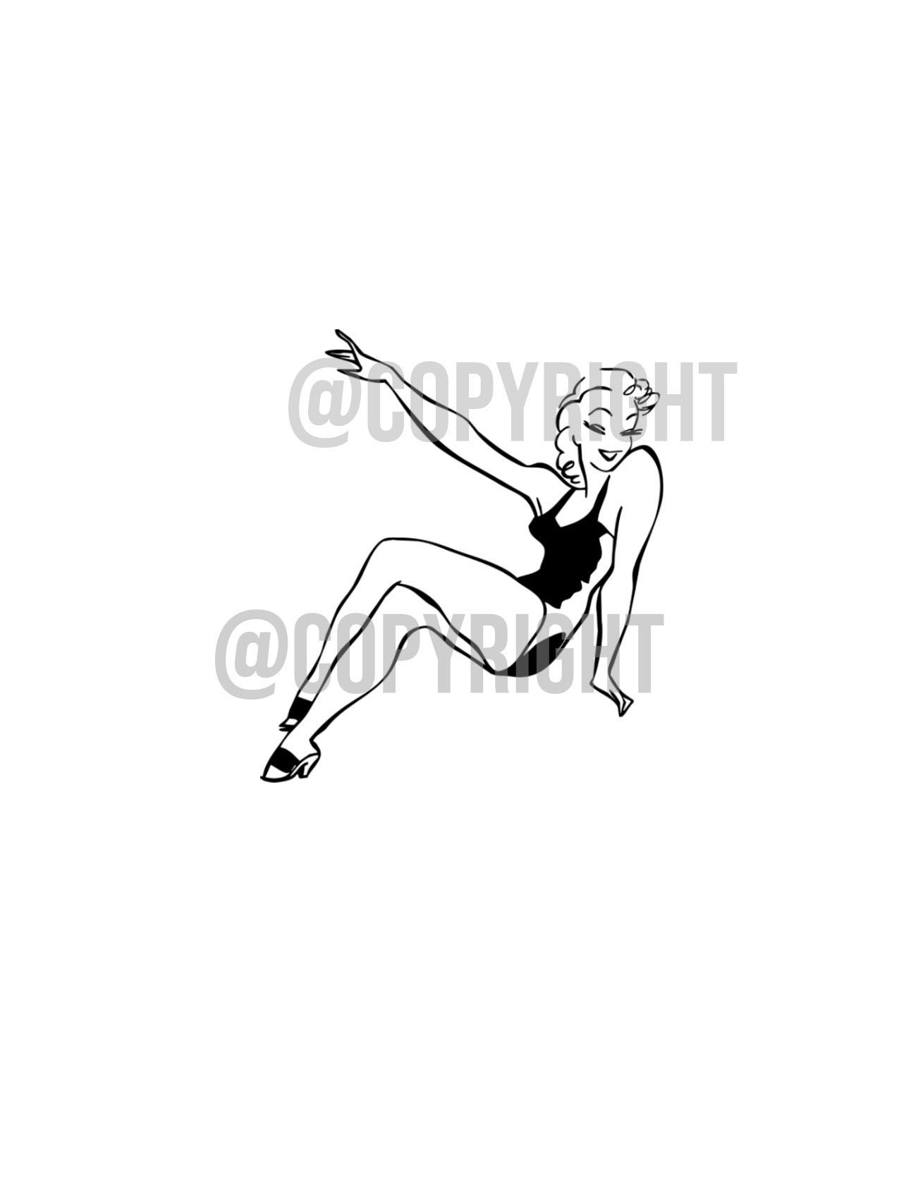 Vintage Pin Up 50's Design .SVG .PNG 4k
