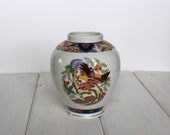 Imari Ware Phoenix Bird Gold Trim Ginger Jar Ceramic Vase Made in Japan