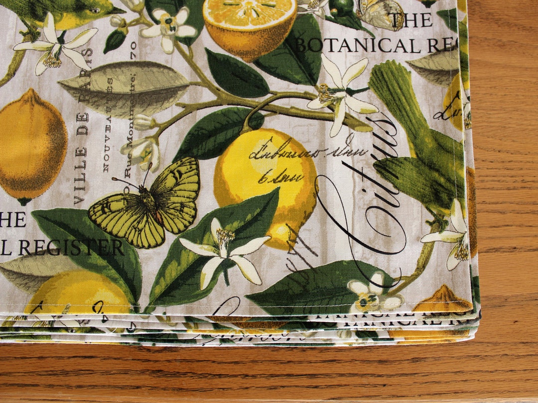 Lemon Print Placemats Yellow and Green Table Mats Table Etsy