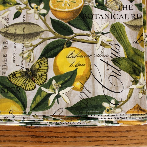 Lemon Print Placemats Yellow and Green Table Mats Table Etsy