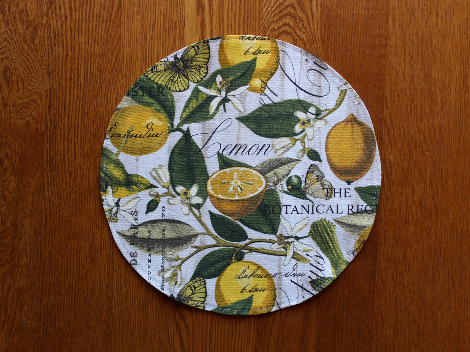 Round Lemon Print Placemats Yellow and Green Table Mats Etsy