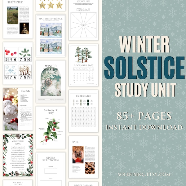 NEW! Winter Solstice Study Unit,Homeschool,Teacher Resource,Printable,Learning,curriculum,Pagan,Yule,Christmas,Education,INSTANT DOWNLOAD