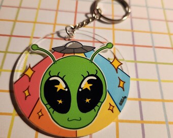 Handgemachte Alien Acryl Schlüsselanhänger