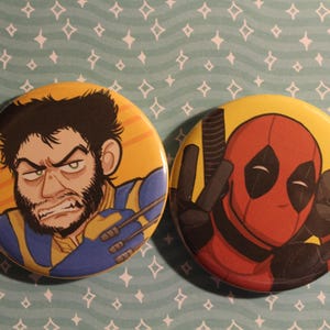 Wolverine and Deadpool Inspired Buttons