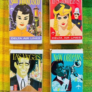 cartas de baralho vintage Delta Air Lines Los Angeles Nova Orleans Las Vegas São Francisco Miami Fort Lauderdale