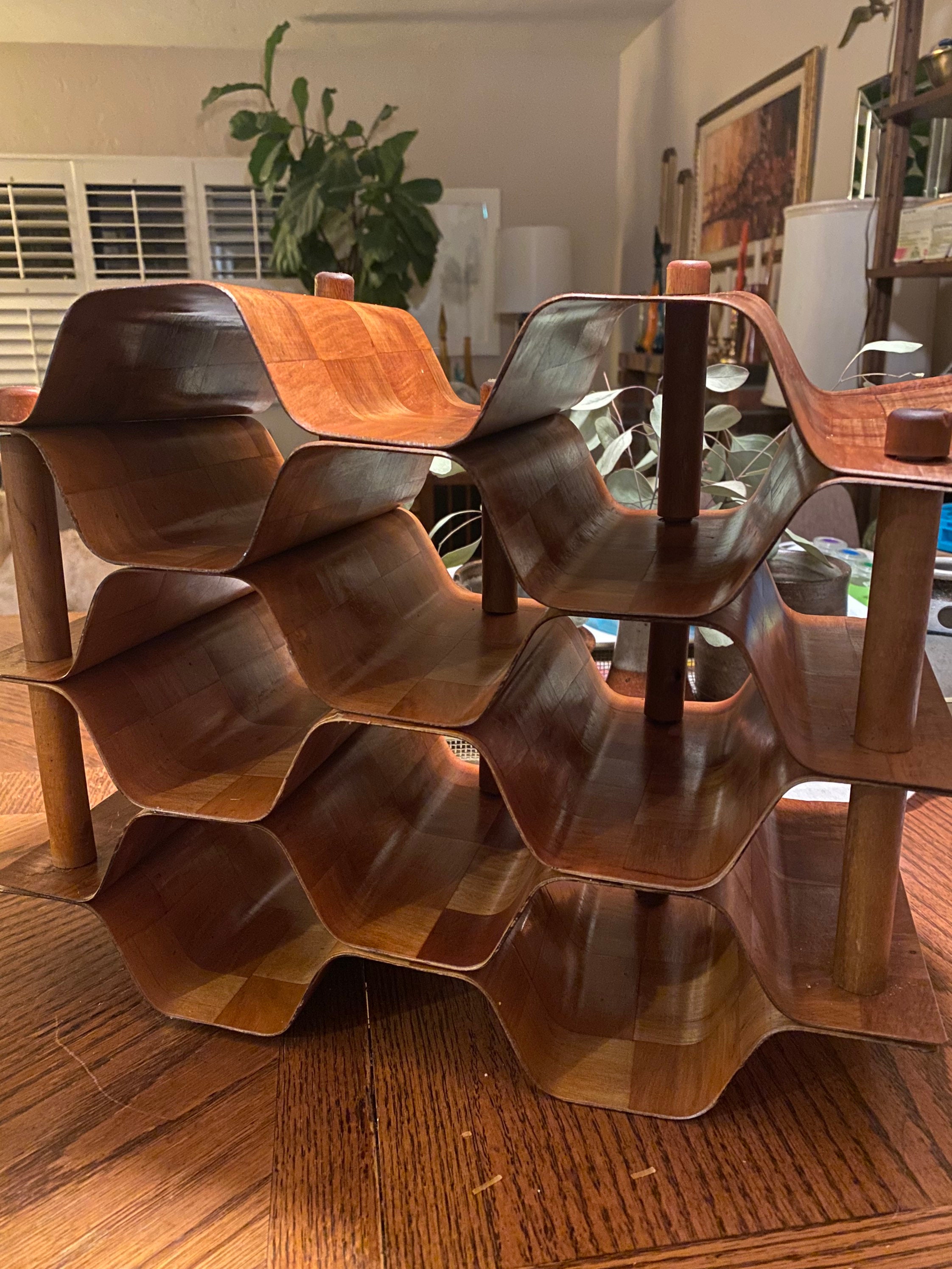 Midcentury Wine Rack Parquet Wood Wine Rack Etsy