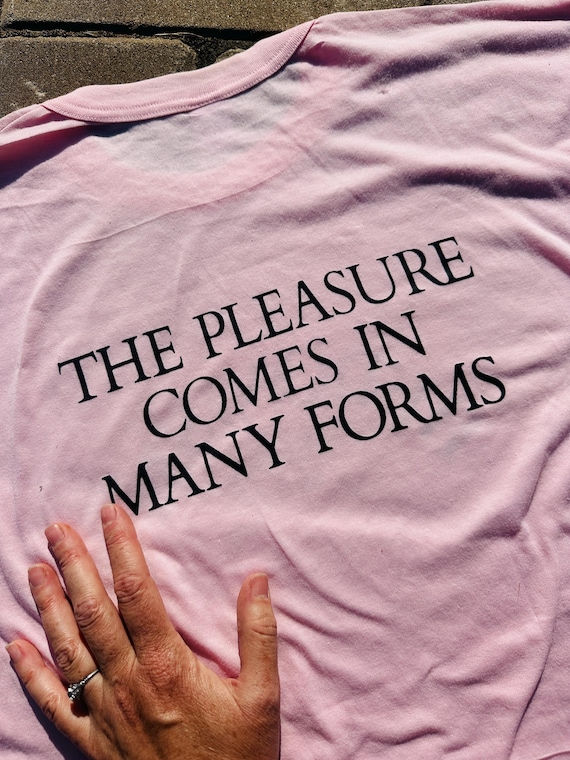 vintage Hedonism II pink tshirt 'pleasure comes in many forms' Jamaica adults only nudist colony merch