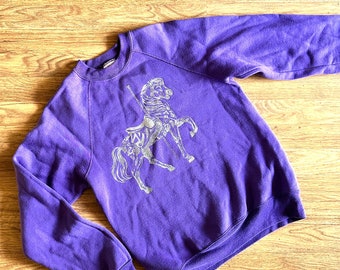 Vintage 80s 90s purple carousel horse raglan sweatshirt M