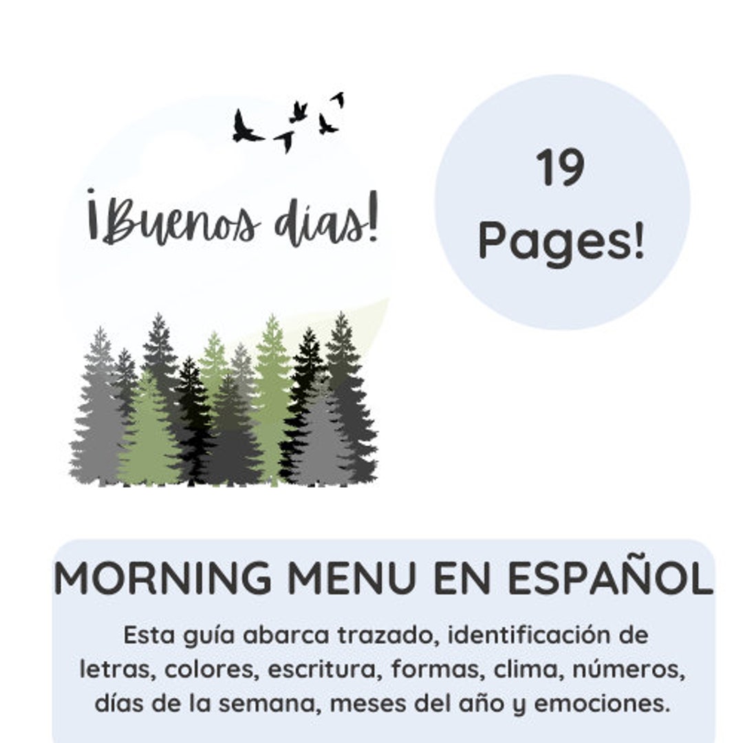 SPANISH Morning Menu, Morning Menu, Buenos Días, Morning Menu En Español,  Homeschooling, Homeschooling Morning Activity, Preschool - Etsy, image size:1080x1080