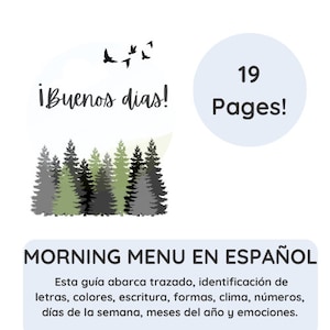 SPANISH Morning Menu, Morning Menu, Buenos días, Morning Menu en Español, Homeschooling, Homeschooling Morning Activity, Preschool