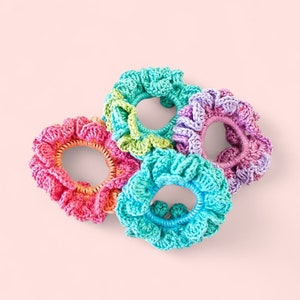Boho Style Cotton Crochet Scrunchies, Soft Hair Accessories, Elastic Hair Ties, Hair Band, Crocheted Scrunchie, Unique Gift Idea