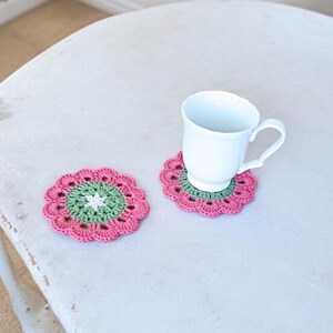 Cotton Crochet Coaster Doily Set, Round Doily, Handcrafted Coasters, Cottagecore Decor, Tableware, Farmhouse Chic
