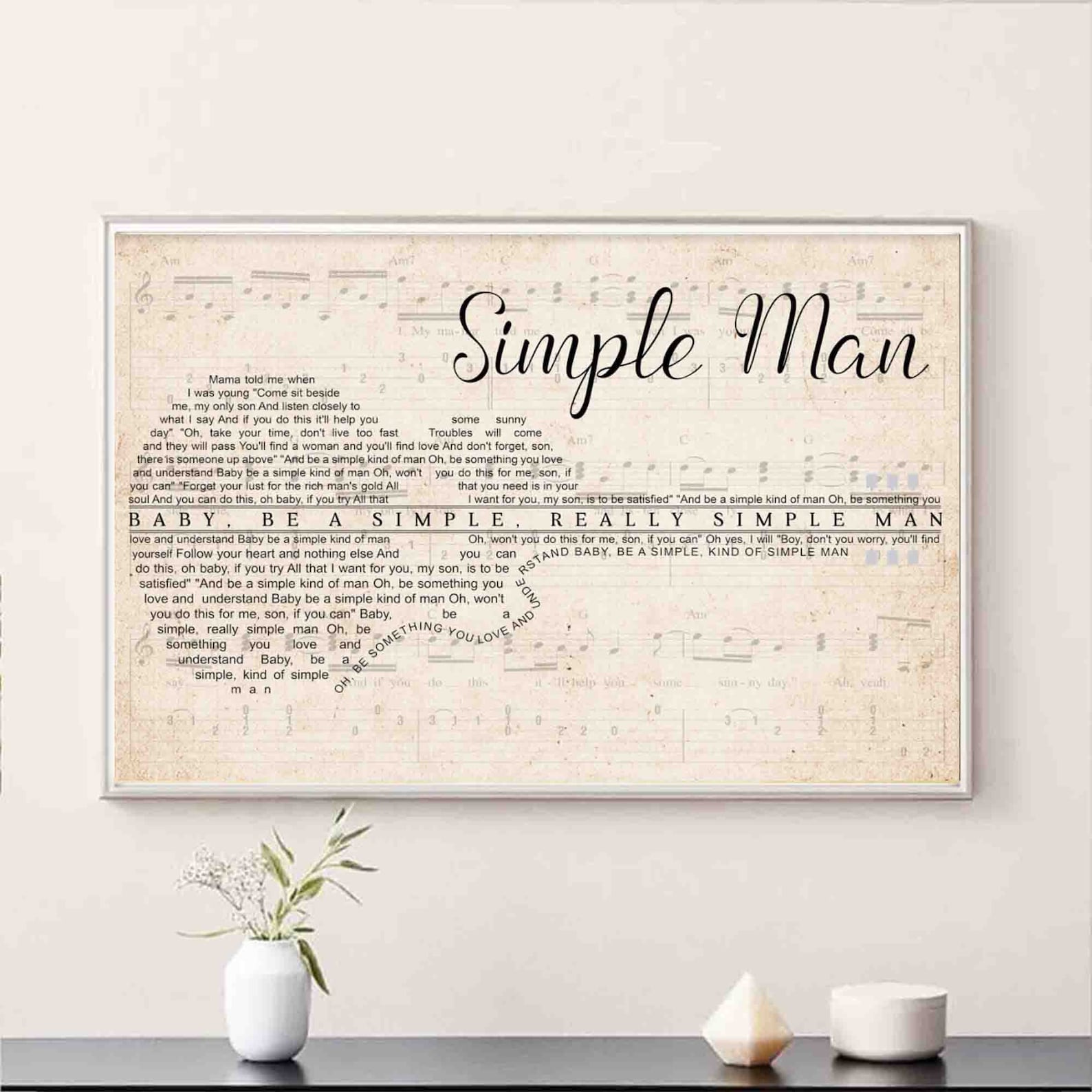 Simple Man lyrics Poster Without Frame Canvas Song Lyrics | Etsy