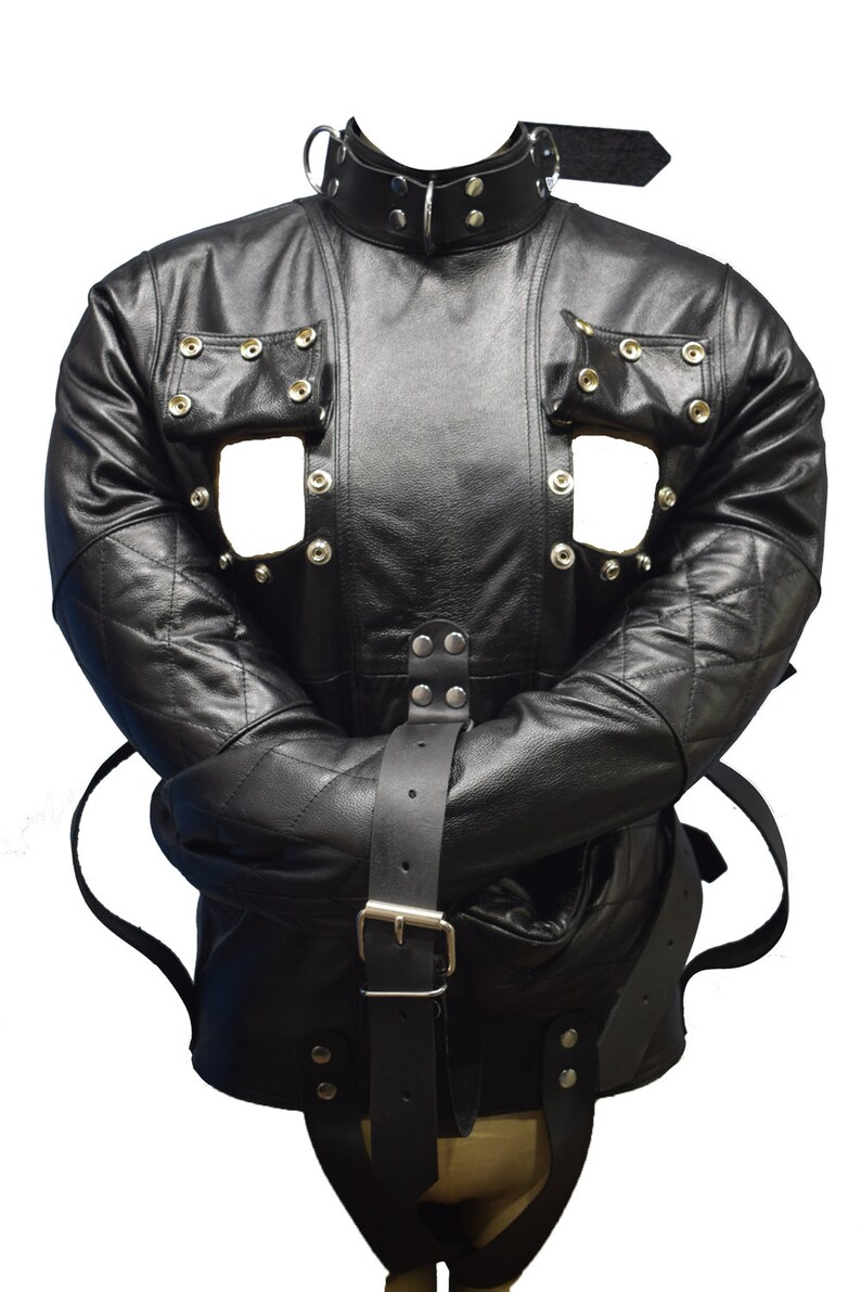 Genuine Leather Straight Jacket with Belts and Chest Flaps Etsy