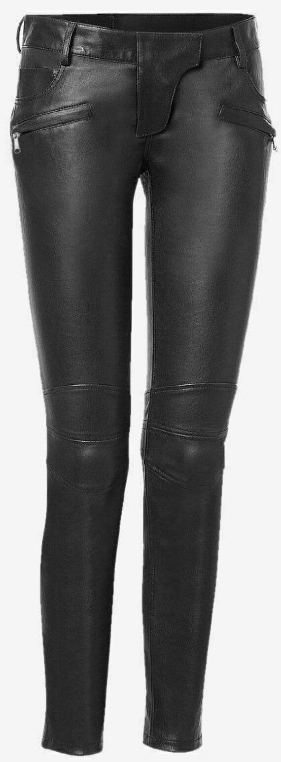Womens Leather Pants Genuine Cowhide Skinny Stylish Black Pant Etsy