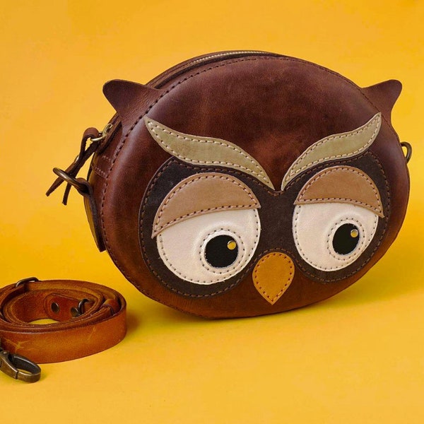 Cute owl bag / leather bag / crossbody bag