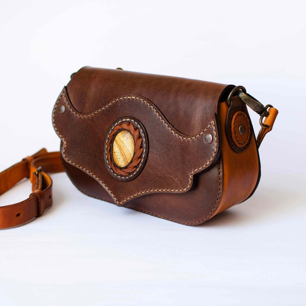 Leather crossbody bag pattern, pdf ; Handmade MINI LEATHER BAG / Minimalist shoulder bag / Small leather handbag / Small everyday bag