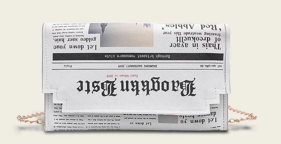 Newspaper Pattern Print Crossbody Bags
