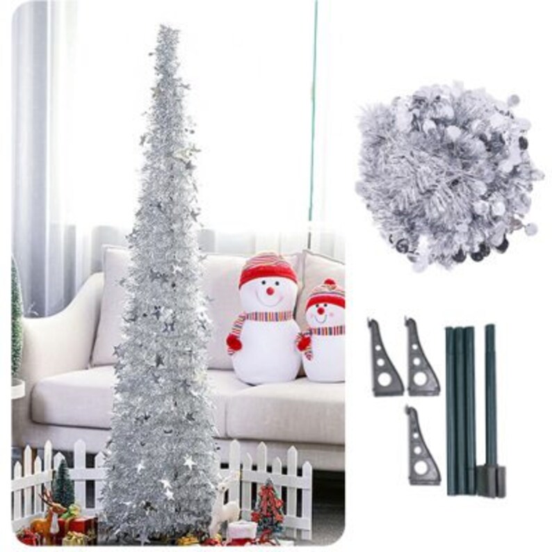 Artificial Tinsel Pop up Christmas Tree With Stand Etsy