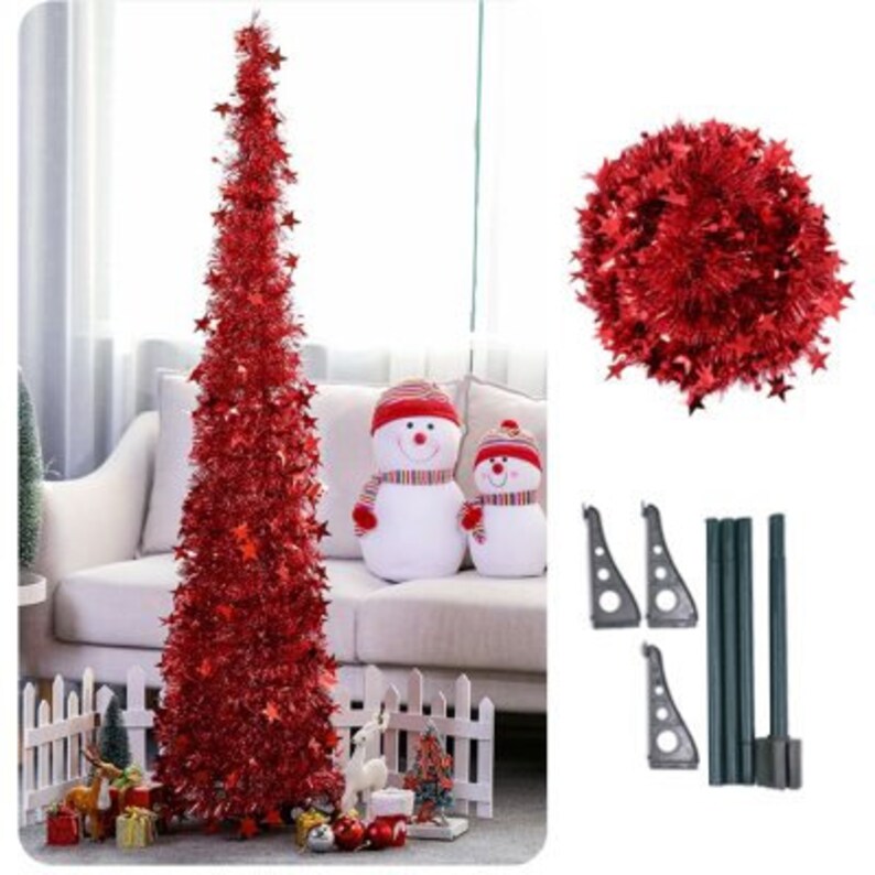 Artificial Tinsel Pop up Christmas Tree With Stand Etsy