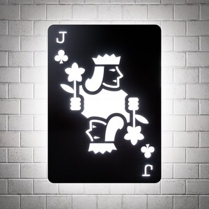 Enseigne murale LED RVB valet de trèfle : cartes à jouer