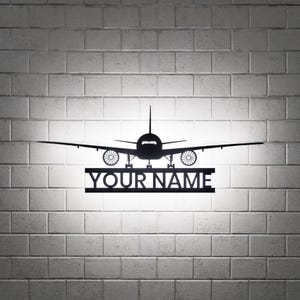 航空機 RGB LED 壁サイン、飛行機チャーム、金属製壁装飾