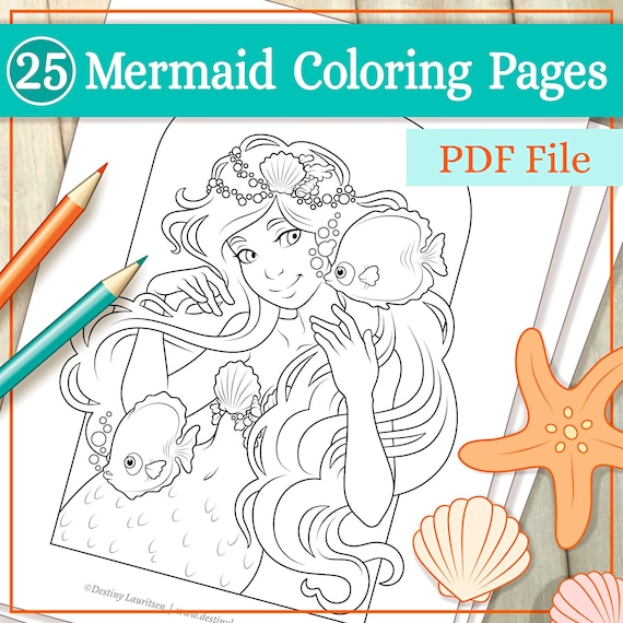 Mermaid Coloring Pages  25 Beautiful Illustrations Suitable