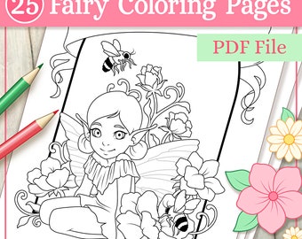 Fairy Coloring Pages - 25 Adorable Illustrations Suitable for All Ages - Printable PDF File