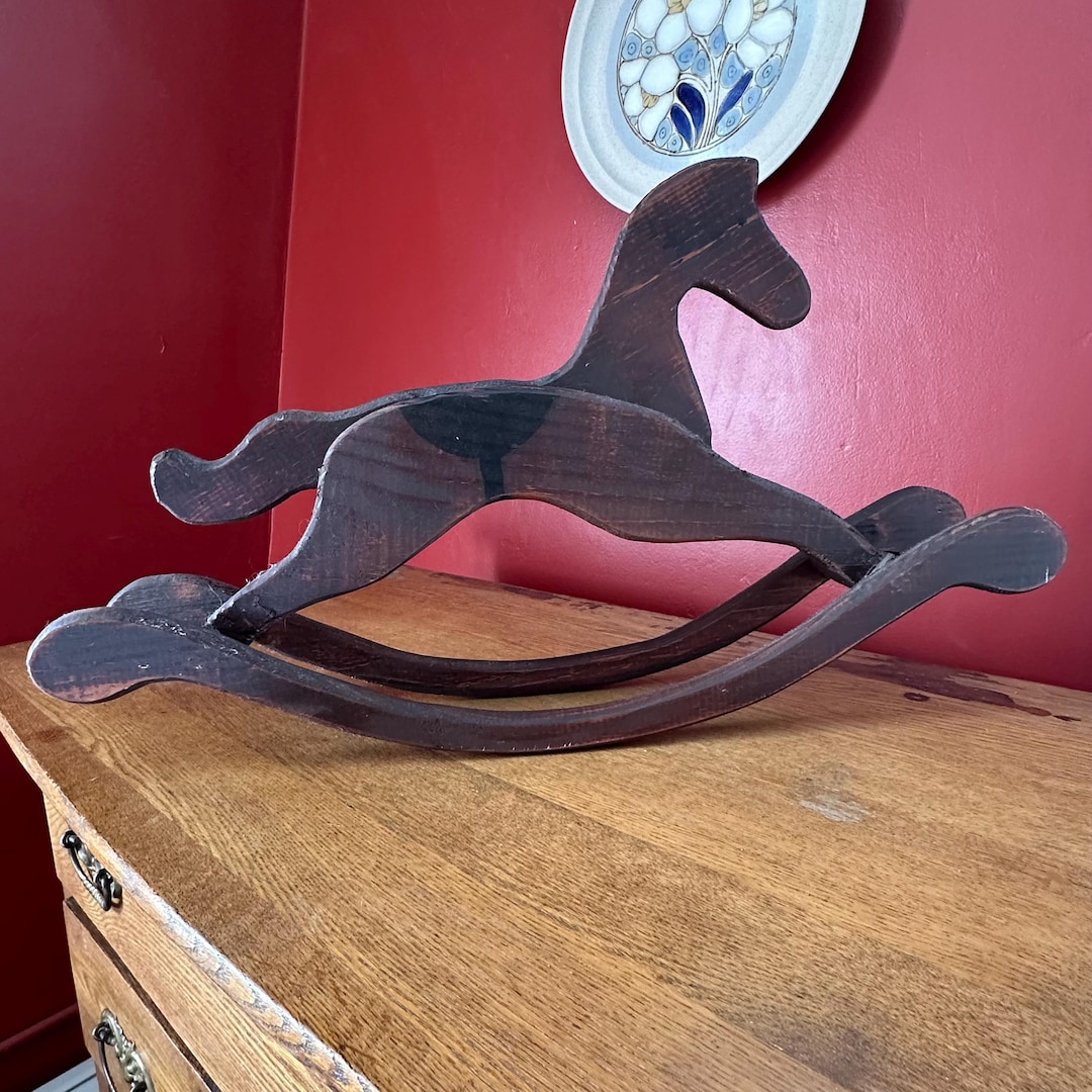 Vintage Handmade Wooden Decorative Rocking Horse: Nursery, Child, Decor ...