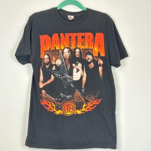 Vintage PANTERA 1990s Bay Island CFH Heavy Metal Concert Band Black Tee Shirt Cotton Sz L